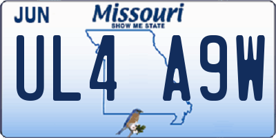 MO license plate UL4A9W