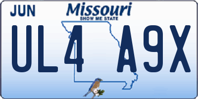 MO license plate UL4A9X