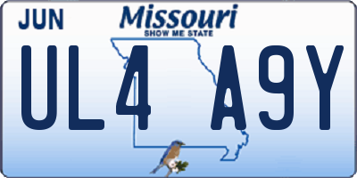 MO license plate UL4A9Y