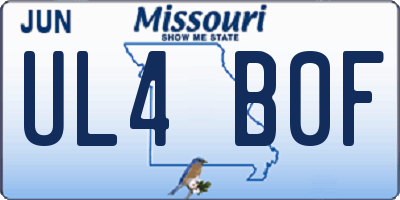 MO license plate UL4B0F