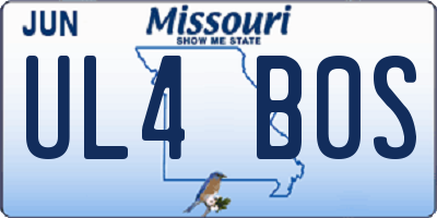 MO license plate UL4B0S