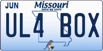 MO license plate UL4B0X