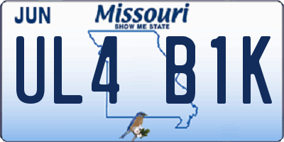 MO license plate UL4B1K