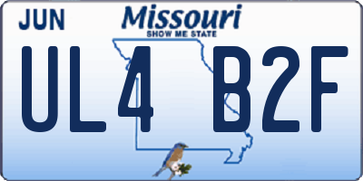 MO license plate UL4B2F