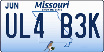 MO license plate UL4B3K