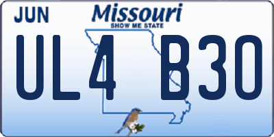MO license plate UL4B3O