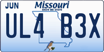 MO license plate UL4B3X