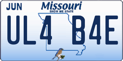 MO license plate UL4B4E