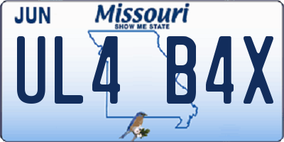 MO license plate UL4B4X