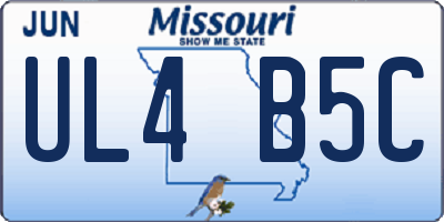 MO license plate UL4B5C