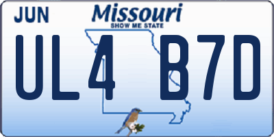 MO license plate UL4B7D