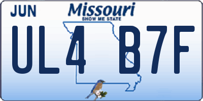 MO license plate UL4B7F