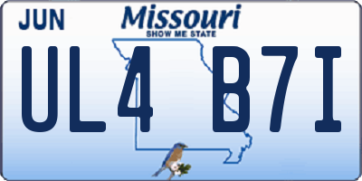 MO license plate UL4B7I