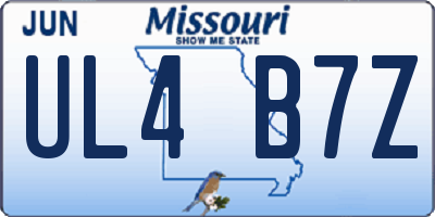 MO license plate UL4B7Z