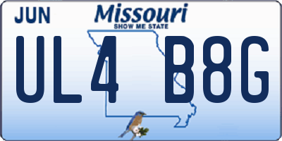 MO license plate UL4B8G