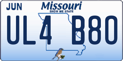 MO license plate UL4B8O
