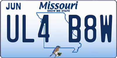 MO license plate UL4B8W