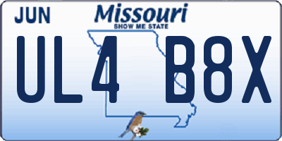MO license plate UL4B8X