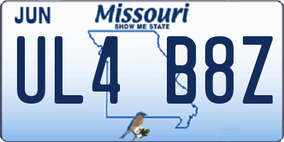 MO license plate UL4B8Z