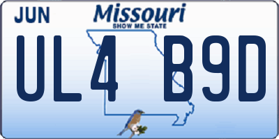 MO license plate UL4B9D