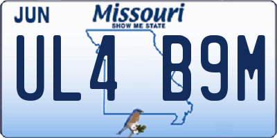 MO license plate UL4B9M