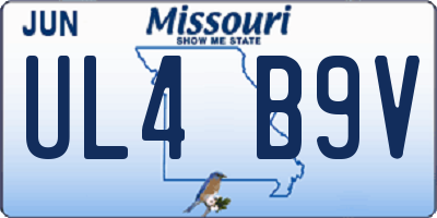 MO license plate UL4B9V