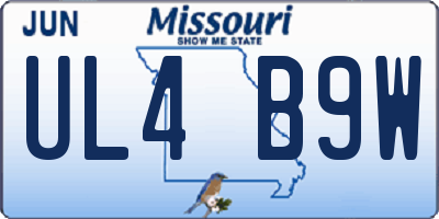 MO license plate UL4B9W