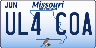 MO license plate UL4C0A