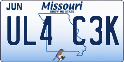 MO license plate UL4C3K