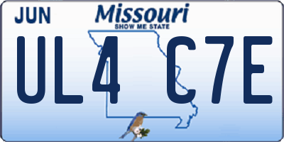 MO license plate UL4C7E