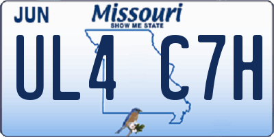 MO license plate UL4C7H