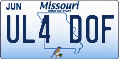 MO license plate UL4D0F