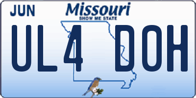 MO license plate UL4D0H