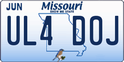 MO license plate UL4D0J