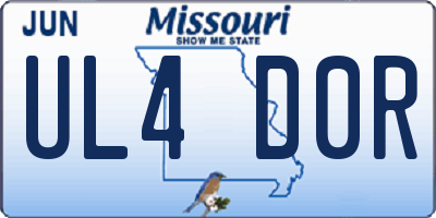 MO license plate UL4D0R