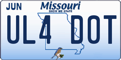 MO license plate UL4D0T