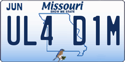 MO license plate UL4D1M