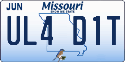 MO license plate UL4D1T