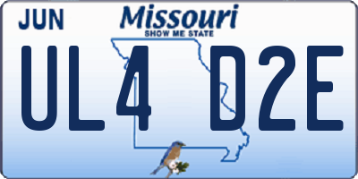 MO license plate UL4D2E