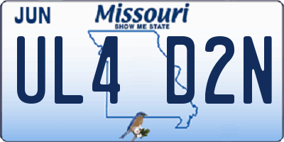 MO license plate UL4D2N