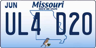 MO license plate UL4D2O