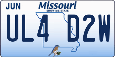 MO license plate UL4D2W