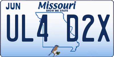 MO license plate UL4D2X