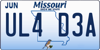 MO license plate UL4D3A