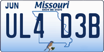 MO license plate UL4D3B