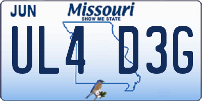 MO license plate UL4D3G