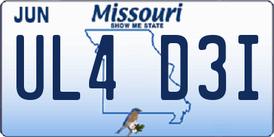 MO license plate UL4D3I
