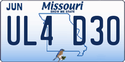 MO license plate UL4D3O