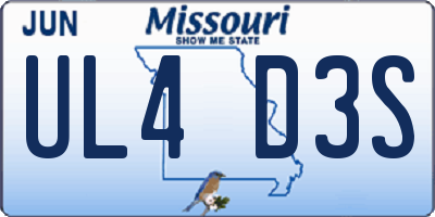 MO license plate UL4D3S