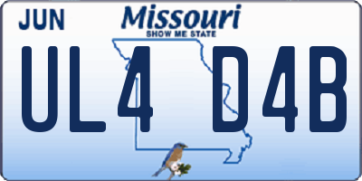 MO license plate UL4D4B